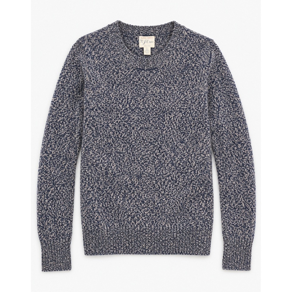 J.Crew Rugged Merino Wool‎ Blend Sweater Mens Large Blue White Marled Knit L
